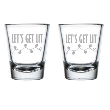 Set of 2 Shot Glasses 1.75oz Shot Glass Gift Let's Get Lit Funny Christmas Lights