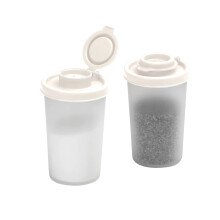 Ensemble de salières et poivrières réutilisables Gardenne en plastique sans BPA, avec couvercles hermétiques.