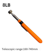 Ferramentas de coleta magnética telescópicas, bastão magnético de aço inoxidável, hastes de sucção de metal, 8 libras, laranja.