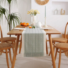 Chemin de table fait main avec pompons, chemin de table jacquard américain, nappe, couvre-commode, serviette, tissu décoratif anti-poussière BLANC