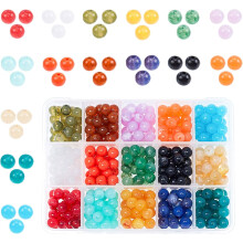 450 Stück, 15 Farben, 8 mm große Acryl-Imitationsperlen in Edelsteinoptik, loses rundes Perlensortiment für Schmuckherstellung,