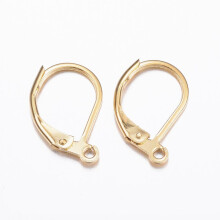 10 Stück Ohrhakenverschlüsse aus Edelstahl 304 mit Öse, goldfarben, 15,5 x 10 x 1,5 mm, Loch: 1,5 mm