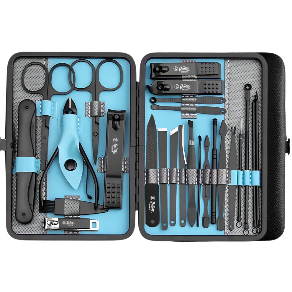 Manicure Pedicure Set 25Piece Stainless Steel Nail Clippers Kit with Travel Case for Fingernails and Toenails