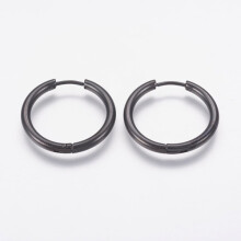 1 par de pendientes de aro de 20 mm en acero quirúrgico 316L negro