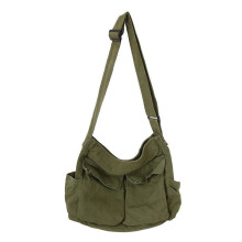 Sac messager pour l'école, style vintage, en toile noire, inclinable, pour femme, sac pour ordinateur portable vert