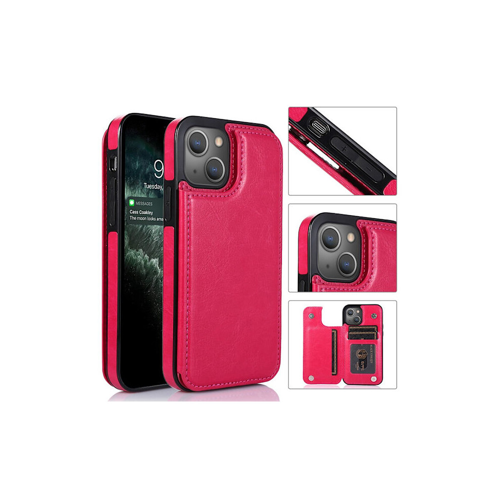 Compatible With Iphone 13 Mini - Smooth Case With Card Holder Rose Red 9164030228443