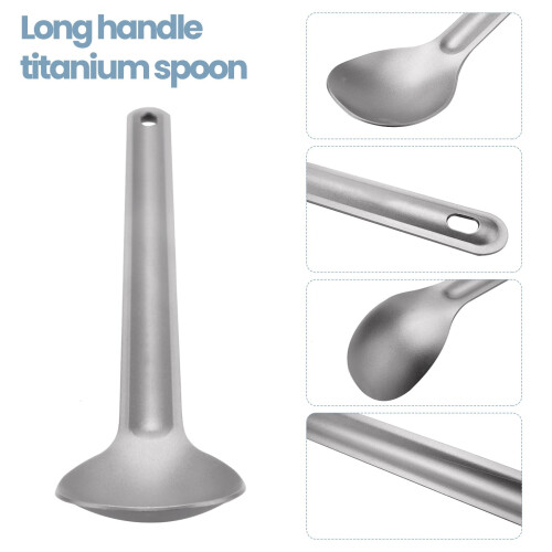 1Pcs Titanium Spoon 21.5Cm X 3.9Cm Camping Outdoor Tableware Long-Handled 1