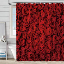Sprchový závěs s motivem šťastného Valentýna a padajícími srdíčky - dárek ke Dni matek, odolný polyester, snadná údržba,