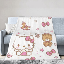Hello Kitty Hoteldecke, Anime-Decke für Bett und Sofa, ultraweiche Fleecedecke für Schlaf- und Wohnzimmer, 152 x 127 cm