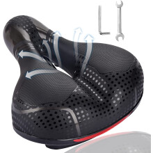Comfortable Wide Gel Bike Seat for Women & Men, Dual Shock Absorbing, Memory Foam Waterproof Saddle, Universal Fit, Compatible with Exercise Bike