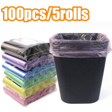Travelwant5Rolls/100ks Silné vrecia na odpadky, farebné priehľadné vrecia na odpadky kompatibilné s malými vložkami do odpadkových košov v
