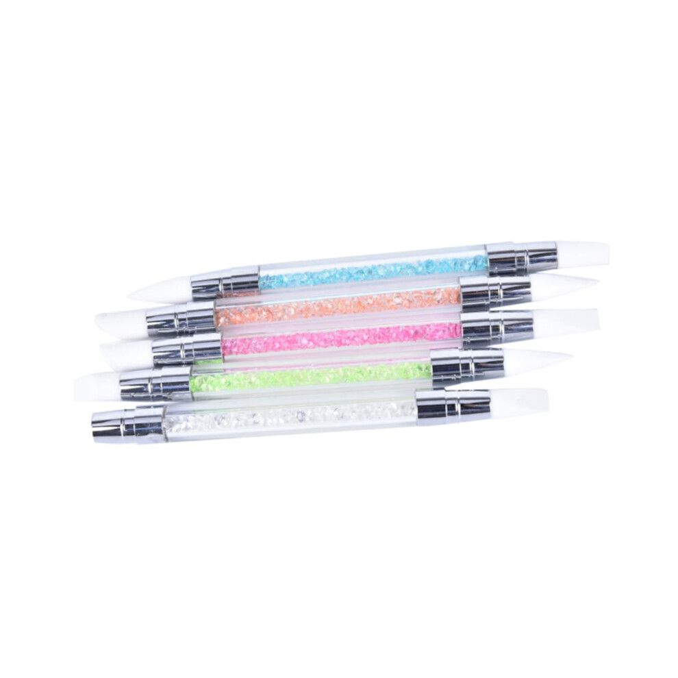 Dual Ended Silicone Nail Art Pen with Rhinestone Handle for Acrylic and Gel Nail Detailing