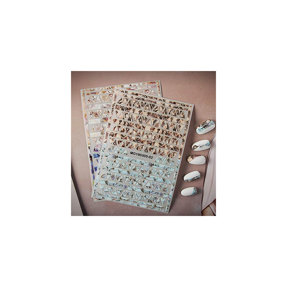 Nail Art Stickers 3D Snakeskin and Marble Grid Designs Japanese Style Easy Peel SalonQuality