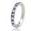 Tioneer Stainless Steel Blue Sapphire & White Crystal Channel Eternity Stackable Ring 1