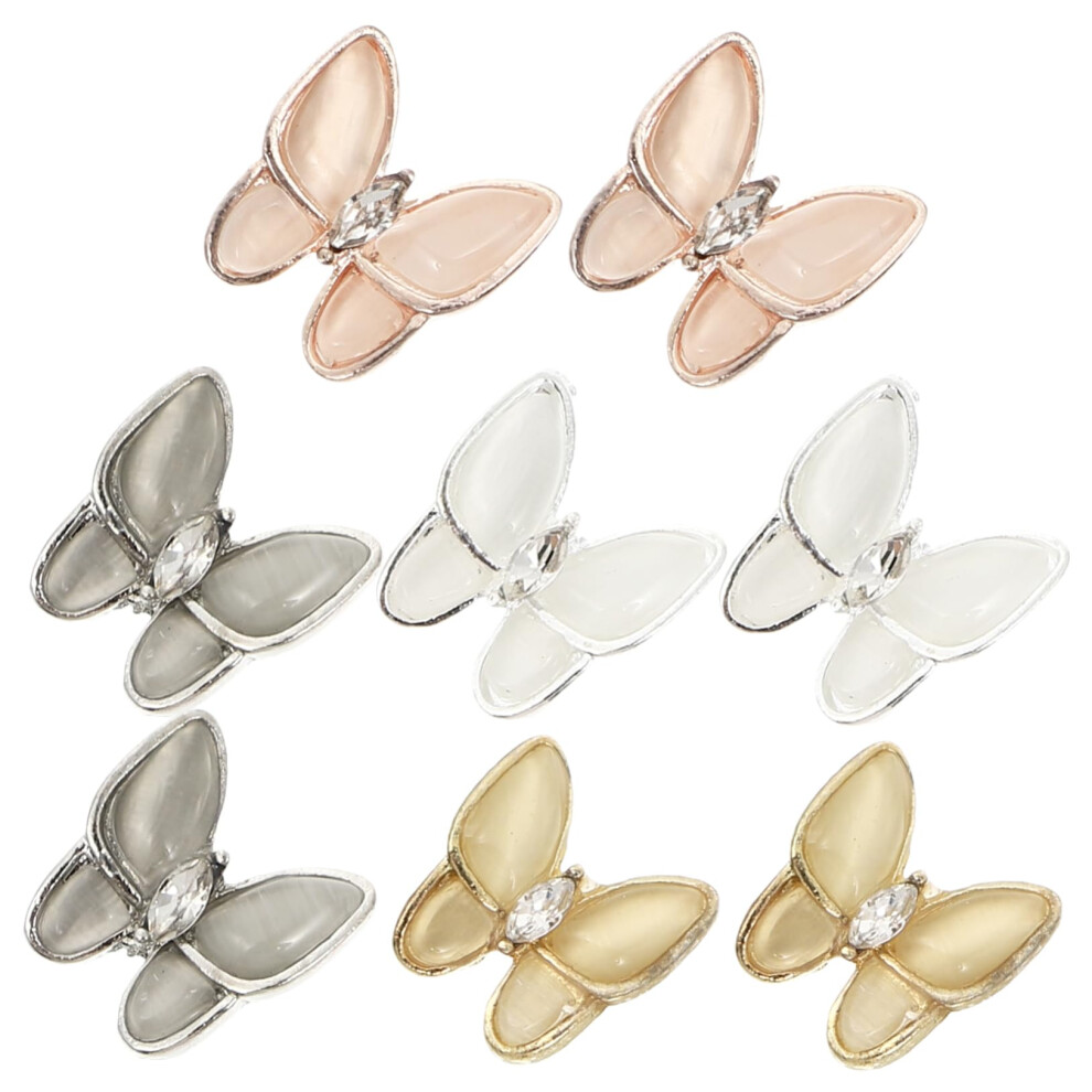 Gold/Silver Opal Butterfly Nail Charms With Opalescent Shimmer In Rose For Elegant Manicure