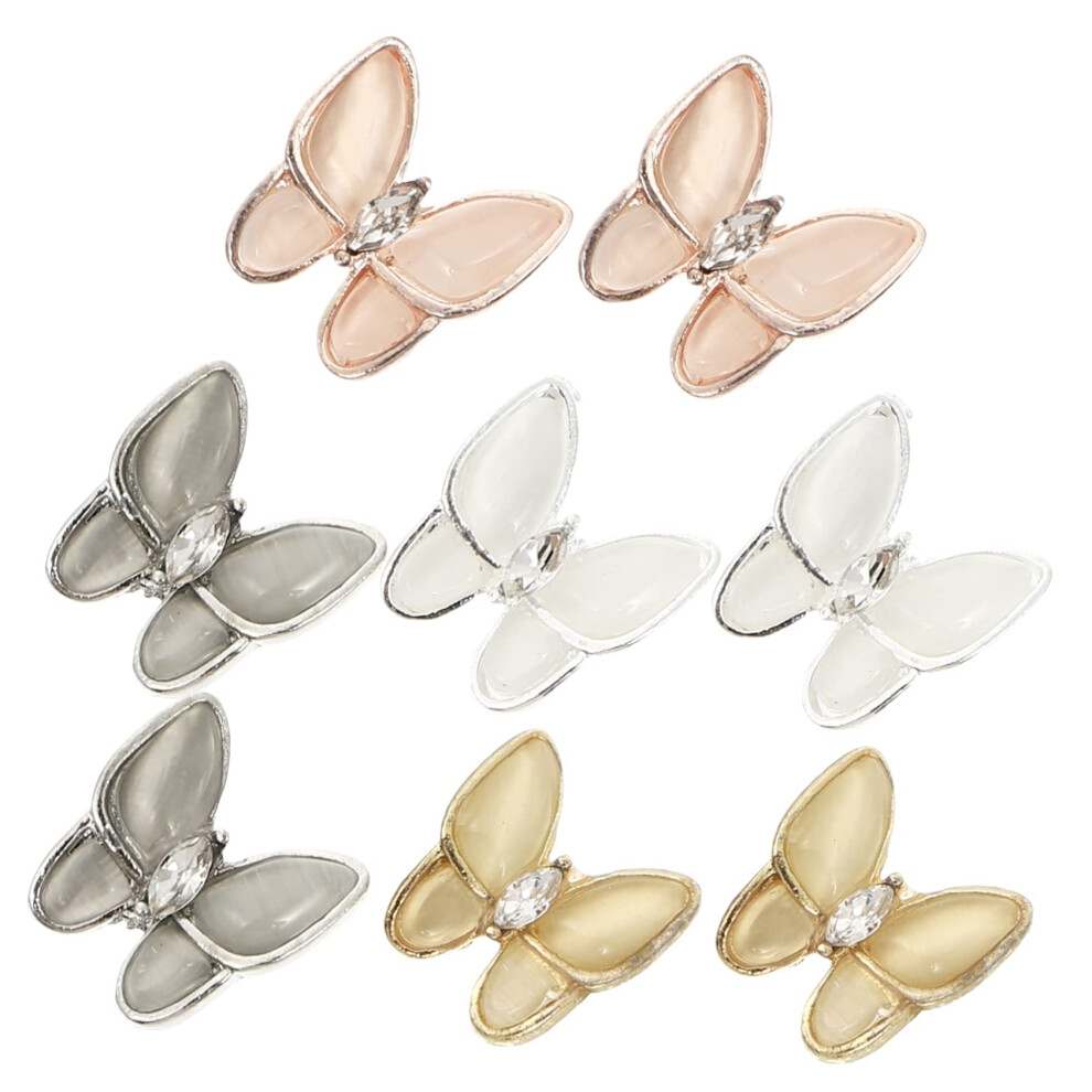 Gold/Silver Butterfly Opal Nail Art Studs Elegant Opal Shine Gems For Manicure Weddings Parties Rose
