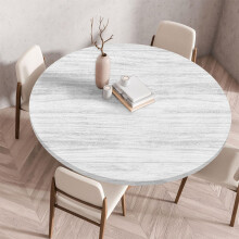 Waterproof OilProof Elastic Fitted Round Tablecloth 43 Inch Washable Polyester Dining Cover