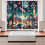 Ambesonne Outer Space Kitchen Curtains, Surreal Astronaut Moon, 55"x36", Multicolor Teal Red 2