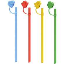 4 Pack Cute Silicone Straw Reusable Plug Cap Silicone Dust Topper Cup Tumbler Fitting for Stanley