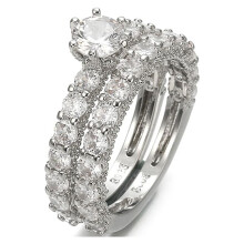 Rings2in1Perfetto set di anelli da donna con diamanti bianchi, gioielli per matrimonio e fidanzamento, regalo ideale.