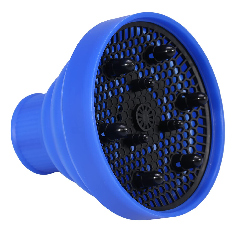 Blue Hair Dryer Diffuser Foldable Silicone Attachment For Curly Thick Hair Salon And Travel