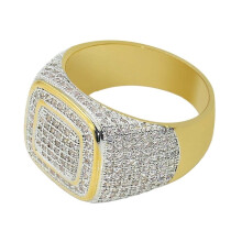 Bague pour homme carrée à paillettes entièrement sertie de strass, bijou de mariage et de fiançailles