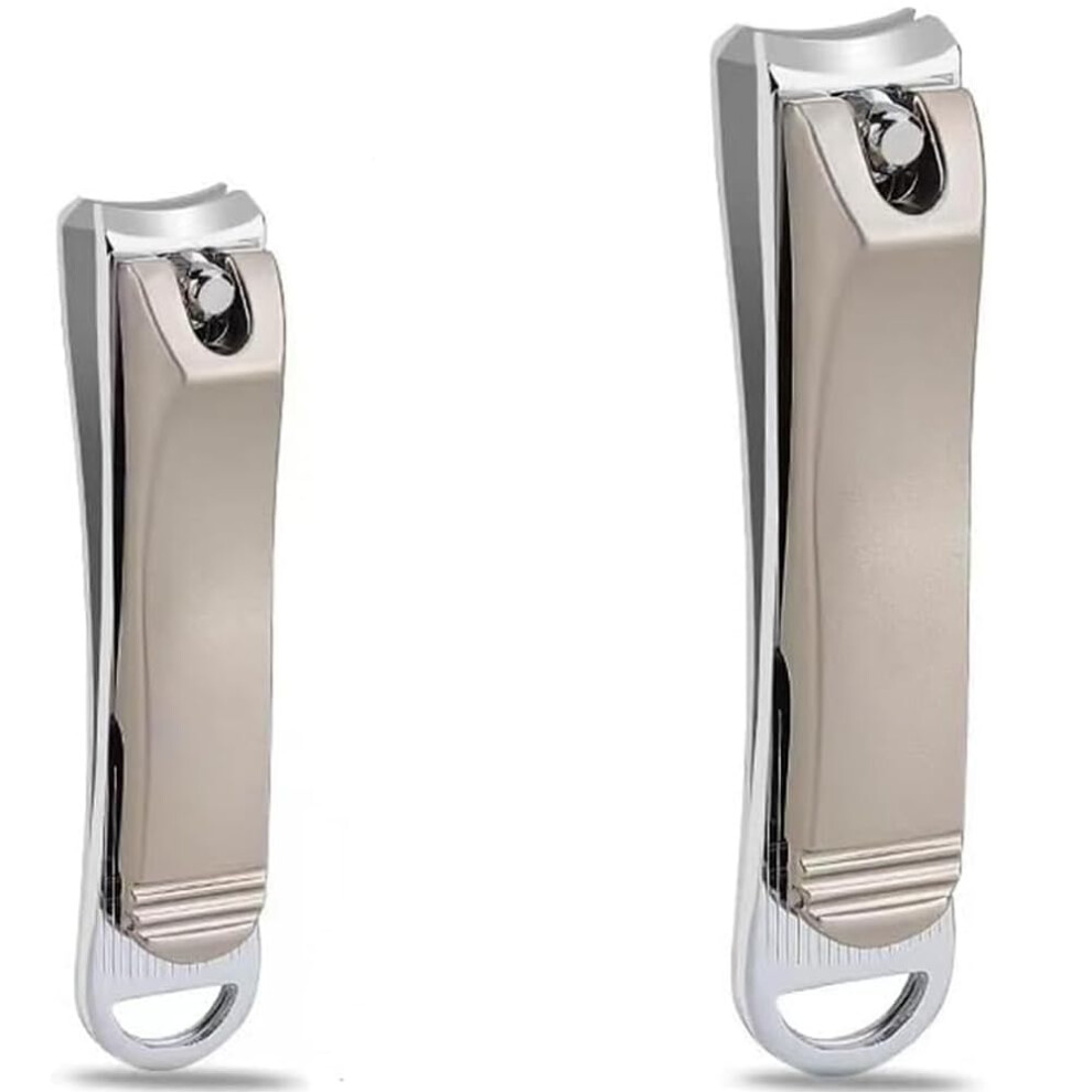 Nail Clippers Set with Sharp Rounded Blades, Anti Slip Grip, Built In File, 2 Pack Brown