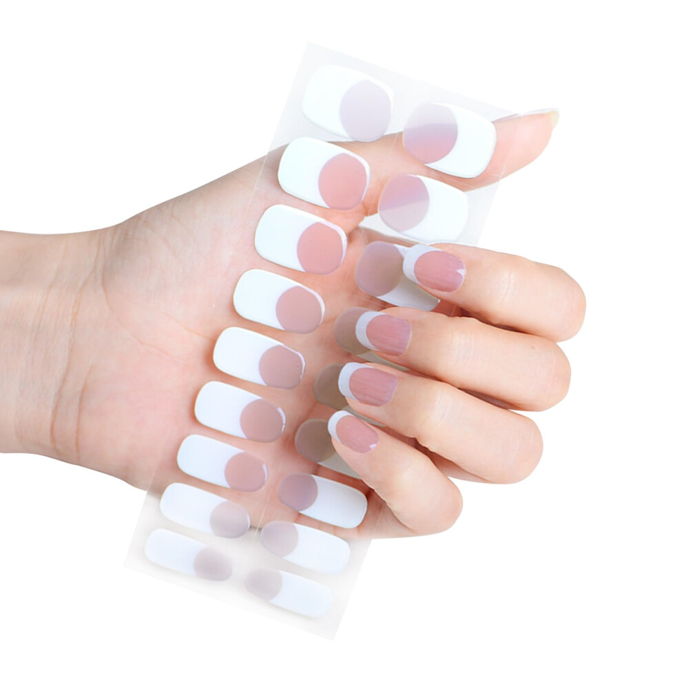 Semi Cured Gel Nail Strips French Elegant Finish Salon Quality Easy Apply Wraps for Women