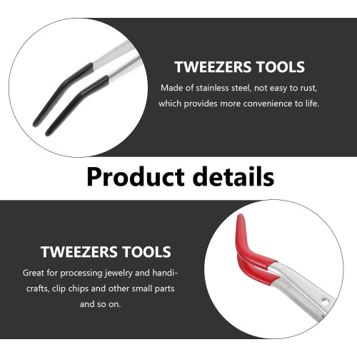 Eease 2pcs Stainless Steel Tweezers with Rubber Tips for Electronics & Lab Work 2