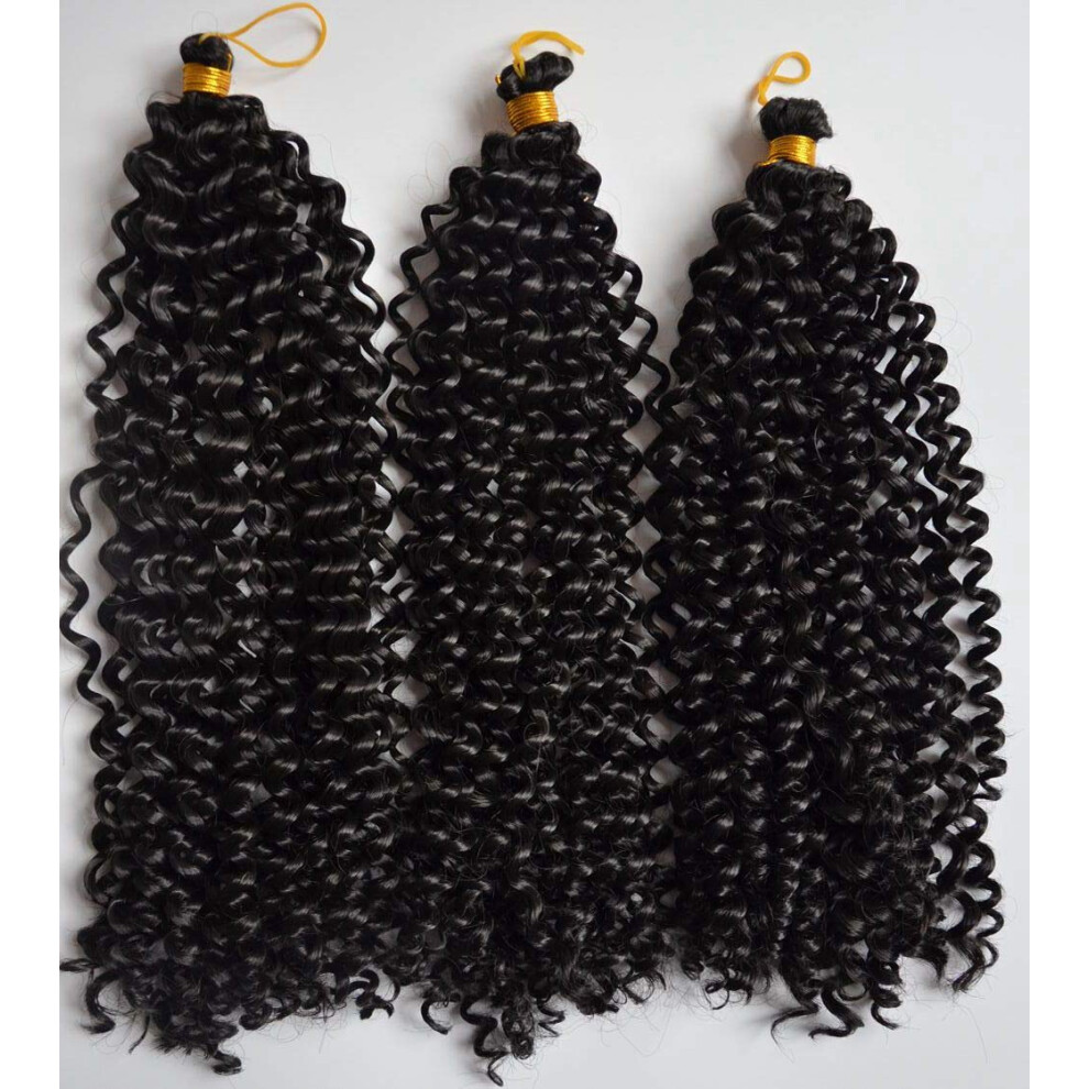 Unisex 14 Inch Water Wave Crochet Braids Prelooped Synthetic Hair Extensions For Women #1B