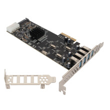 4-poorts USB 3.0 PCIe-uitbreidingskaart met UASP-ondersteuning en een totale bandbreedte van 20 Gbps, geen externe voedingskabel nodig. Ideaal voor