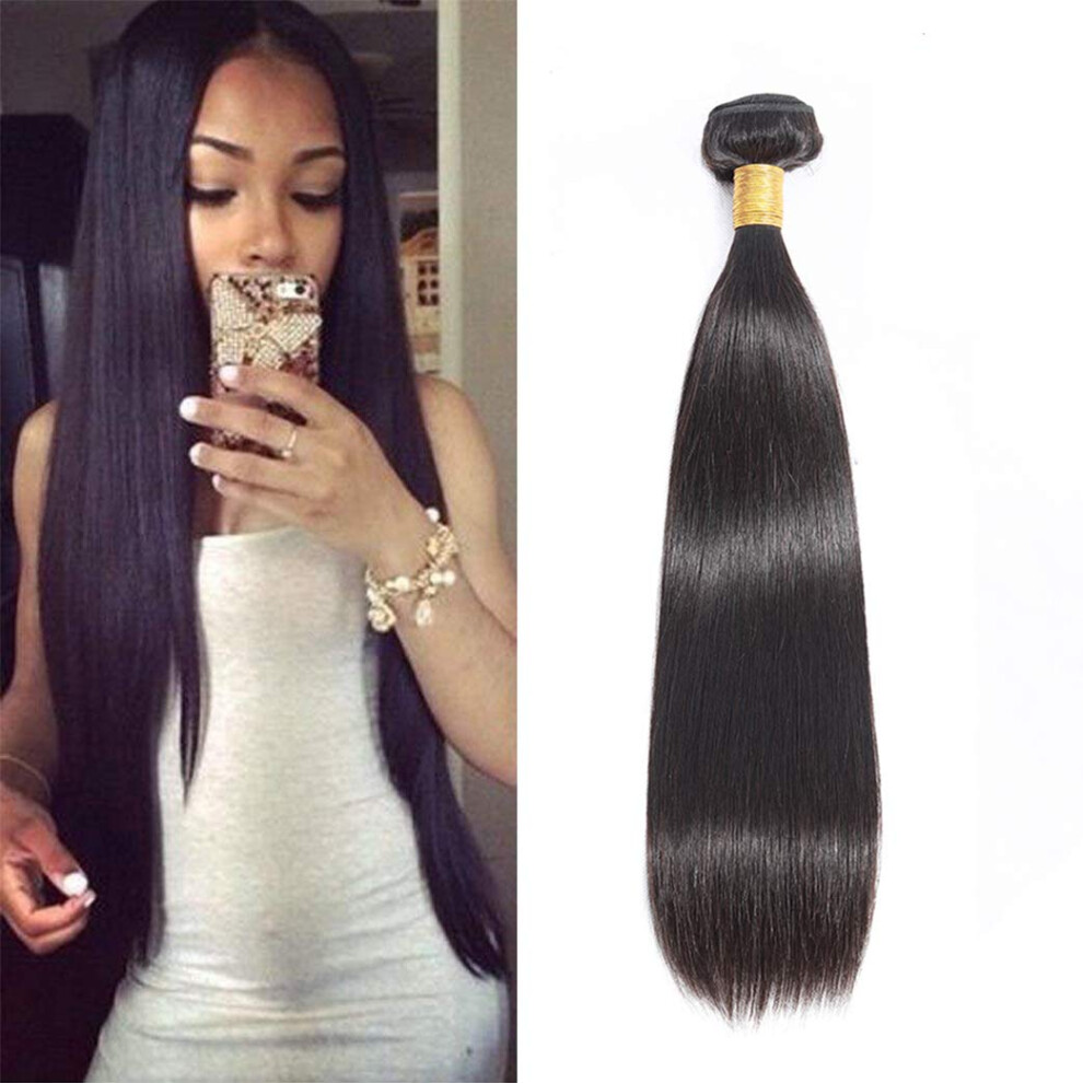 Unisex Brazilian Virgin Human Hair Extensions 26 Inch Straight Bundle Unprocessed 10A Natural Cuticle Alignment