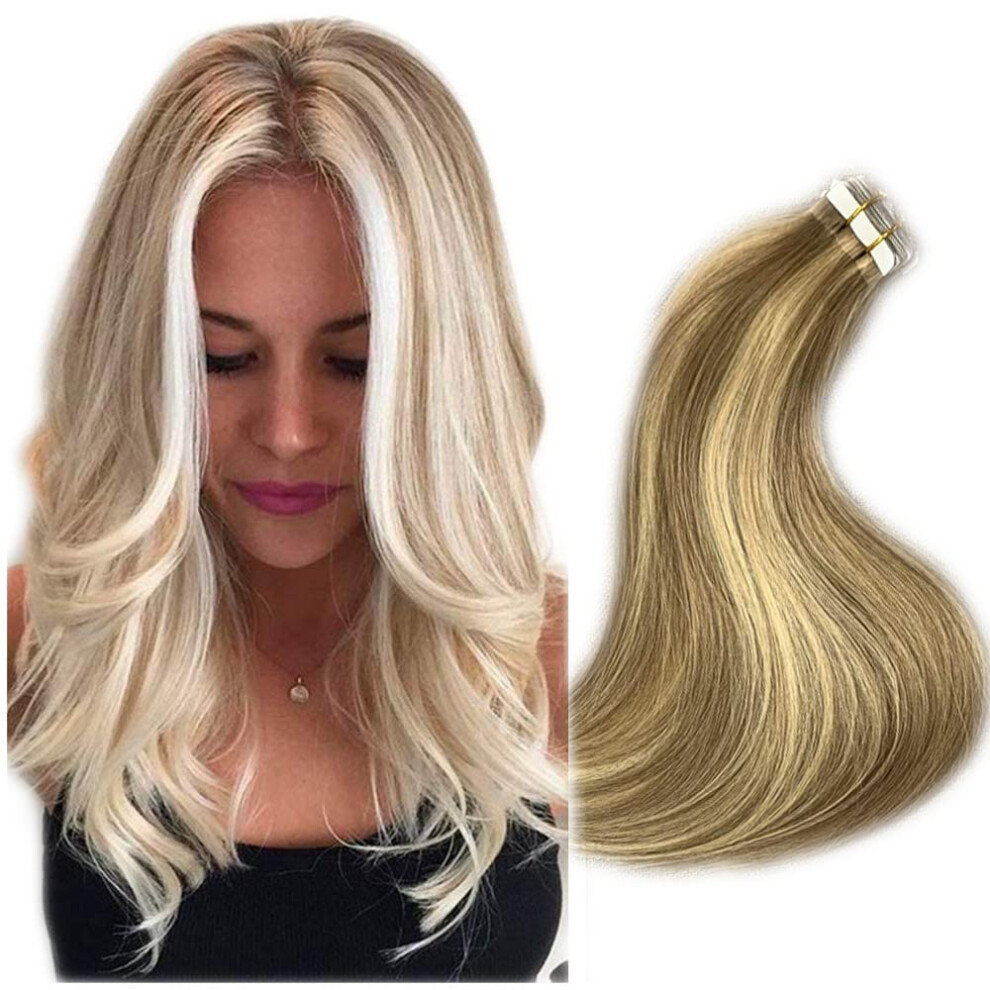 Balayage Tape in Human Hair Extensions Blonde Mixed Color 20pcs 50g Seamless Soft Texture