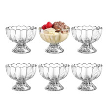 Set of 6 Glass Ice Cream Bowls with Footed Dessert Cups for Sundaes, Trifle, Fruit Salad, 120ml