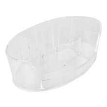 Runde, drehbare Aufbewahrungsschale für Make-up-Pinsel und Lippenstifte mit transparentem Fach, aus ungiftigem Kunststoff, ideal für Zuhause.