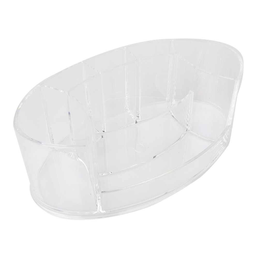 Makeup Brush And Lipstick Organizer Round Rotating Storage Tray With Transparent Compartment Design, Non Toxic Plastic Spinning Organizer For Home Of