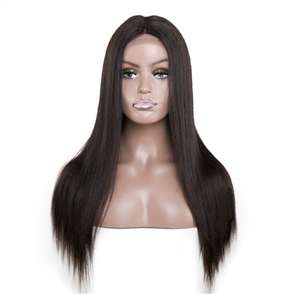 8A Grade Virgin Peruvian Straight Hair Weave, Natural Black Glueless Lace Front Wig 10 Inch