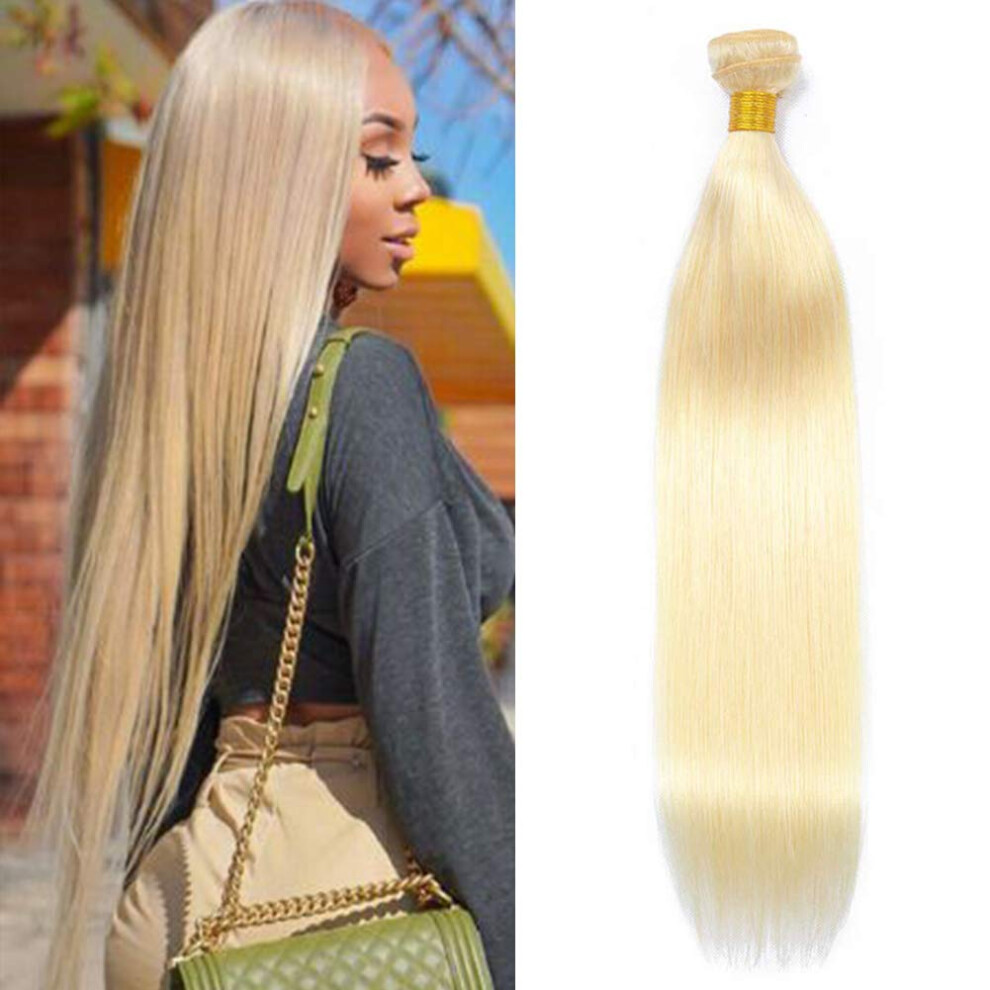613 Blonde Human Hair Bundle 18 Inch Brazilian Straight Extensions 7A Virgin Remy Full Volume