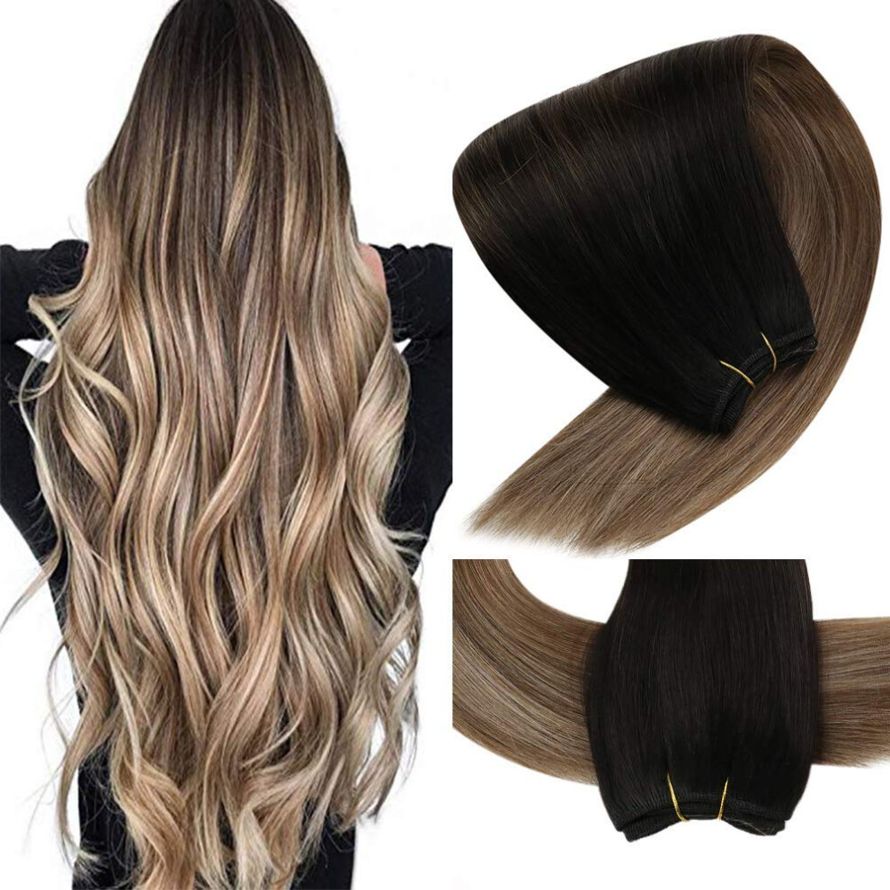 Unisex Brown Brazilian Remy Human Hair Bundles 22 Inch Silky Straight Ombre Weft 100G