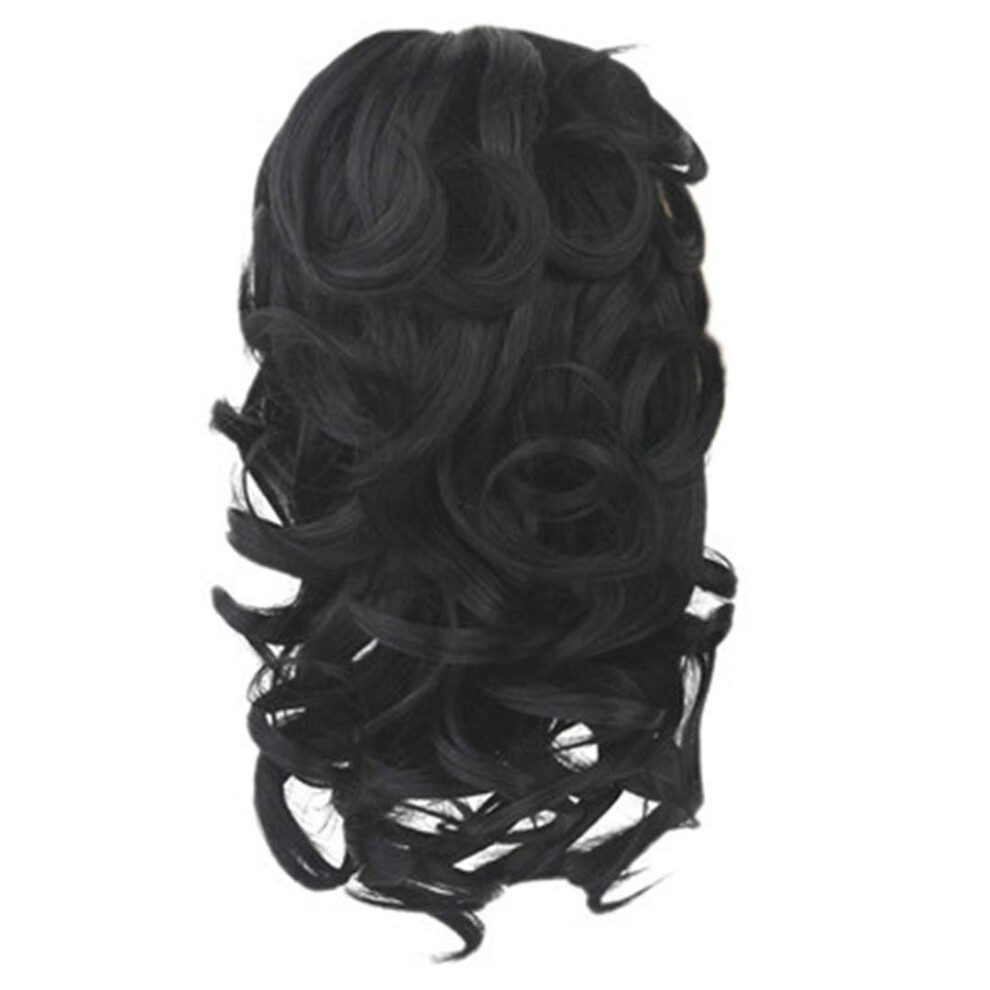 Unisex Curly Ponytail Hairpiece 10 Inch #1B Heat Resistant Soft Silky Texture Instant Volume Boost