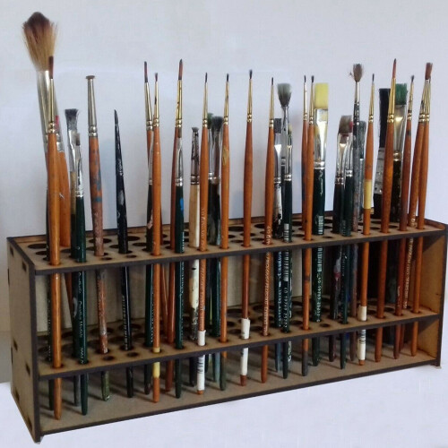 Ξύλινη θήκη για πινέλα67Paintbrushes Βάση αποθήκευσης στυλό γραφείου Αφαιρούμενη βάση 1