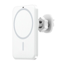 15W magnetisk trådløs biloplader, kompatibel med iPhone 12-serien, hurtig opladning og stærkt hold, hvid