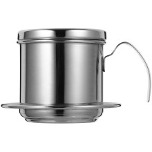 Cafetière vietnamienne en acier inoxydable avec filtre et verseuse manuelle, idéale pour les voyages.