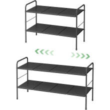 Suport de pantofi extensibil cu 2 niveluri, 2 pachete, organizator de pantofi mic reglabil pentru dulap, ușa intrării, garajul, holul