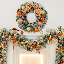 Guirlanda de Natal LED de 50 cm para porta de entrada, guirlanda de Natal artificial com luzes, decoração para porta interna e externa, ideal para