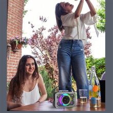 Bluetooth Speaker for Home Outdoor Singing, Portable Bass Wireless Karaoke Speaker Microphone Home Ktv Set-Black