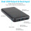Μαύρο Power Bank Φορητός φορτιστής 50000mAh με διπλή θύρα USB, συμβατός με iPhone, συμβατός με 7