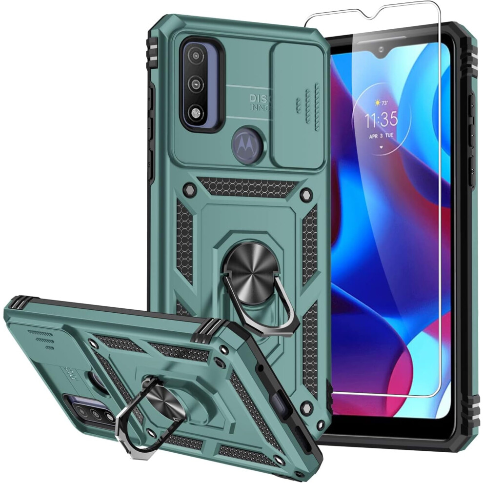 Moto G Play 2023 Case, Camera Cover, Military Grade 16Ft Drop Tested With Magnetic Kickstand - Green 9173940075498