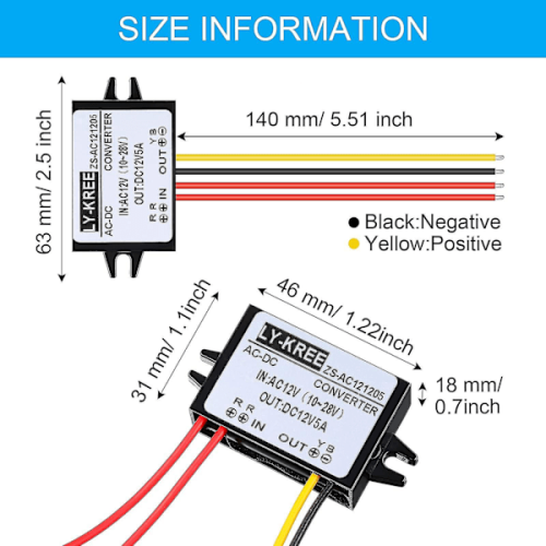 Módulo regulador de voltaje CA-CC de 12 V CA (10-28 V) a 12 V CC 1