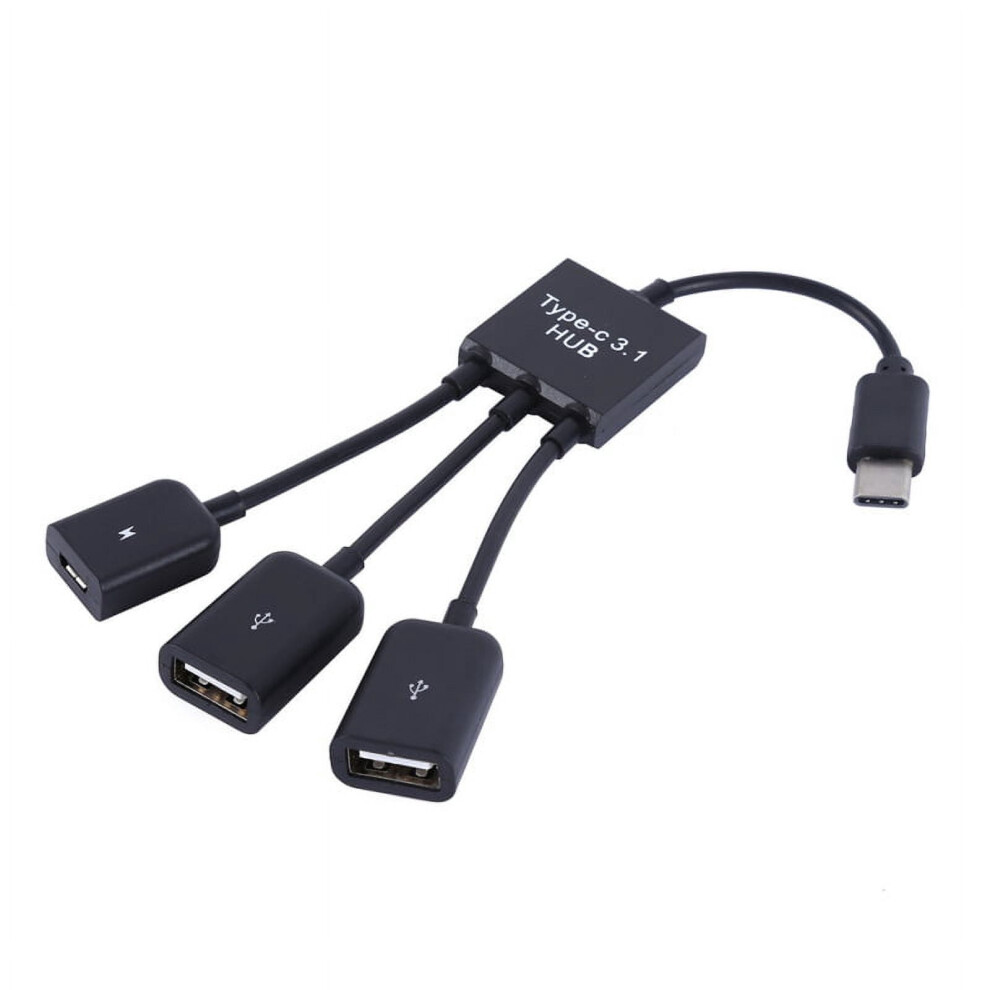 Jandel 15Cm Usb Type C 3.1, Male To Dual Usb 2.0 Female Otg Charging Cable 2 Port, Hub Cables 1 To 3 Cord Or Y Splitter Cables 9164030641839